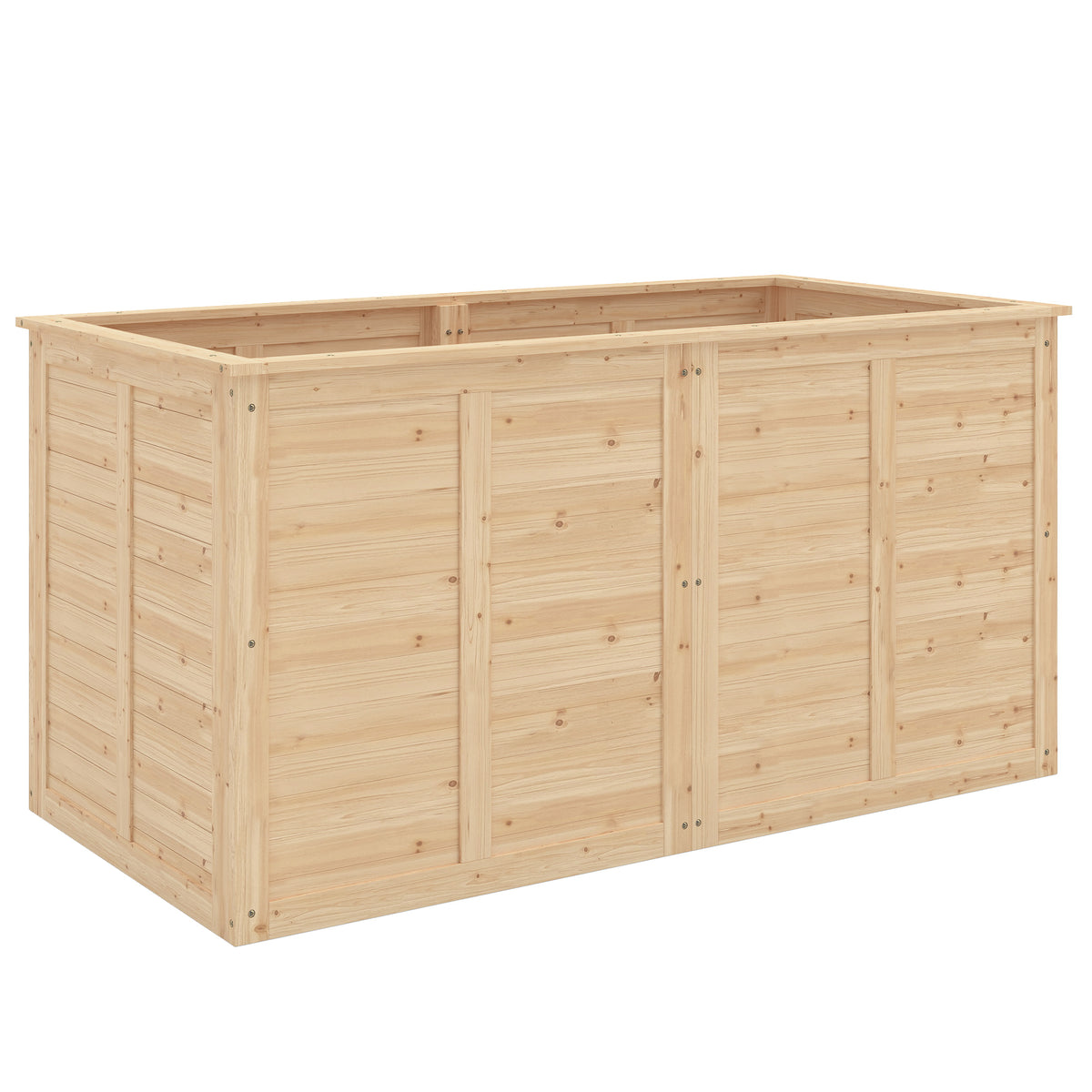 Houten verhoogde plantenbak 152 x 77 x 77 cm kruidenbed met open bodem en verstevigingsstangen