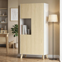 170 cm keukenkast, moderne kast met open vak, verstelbare legplanken, natuurlijke houtlook (9)