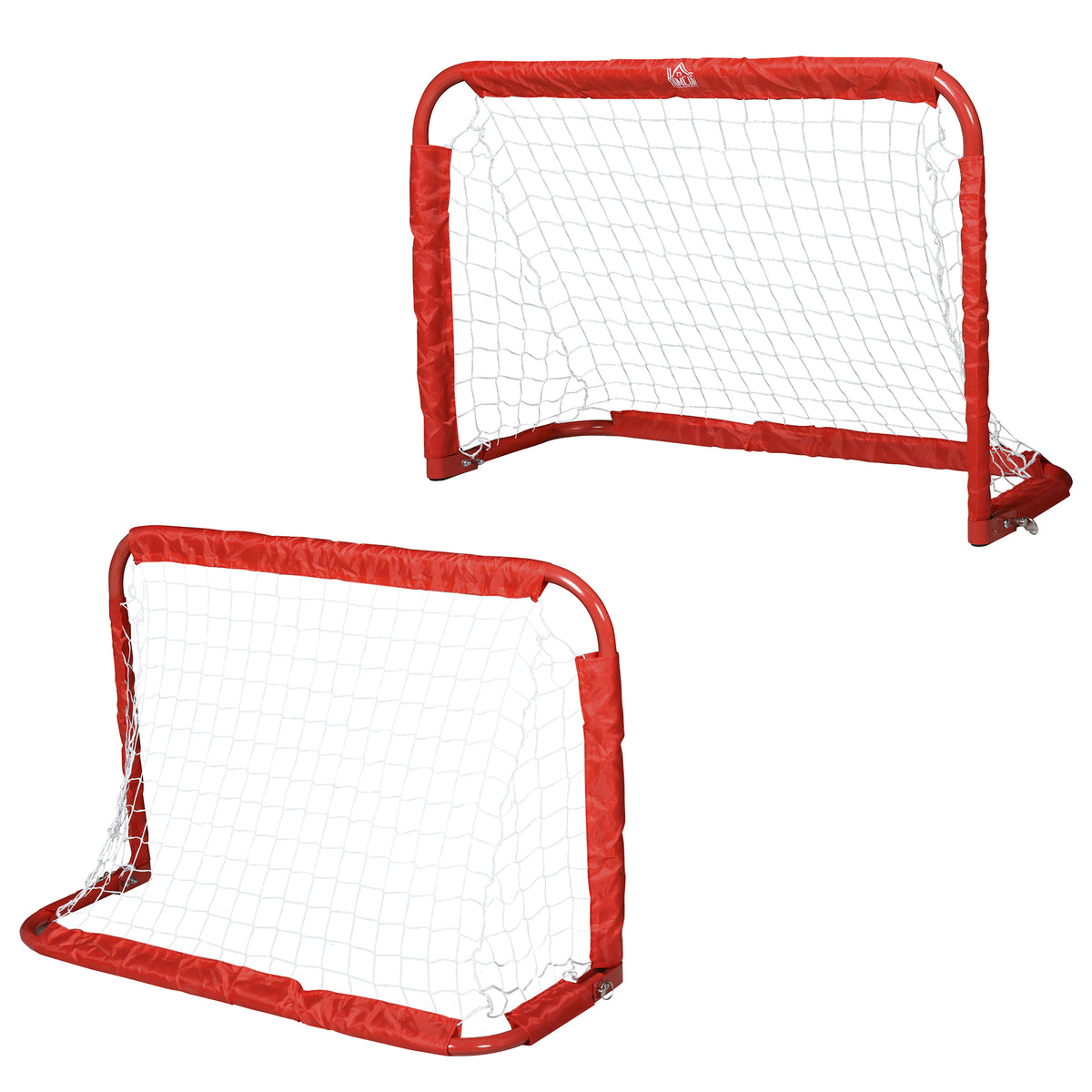 Voetbaldoelset, 2 inklapbare minidoelen, metalen frame, incl. gereedschap, 90 x 36 x 60 cm, rood