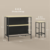Barset, 2 barkrukken & 1 barstafel, vlekbestendig, stabiel, stalen frame, zwart/eiken (3)