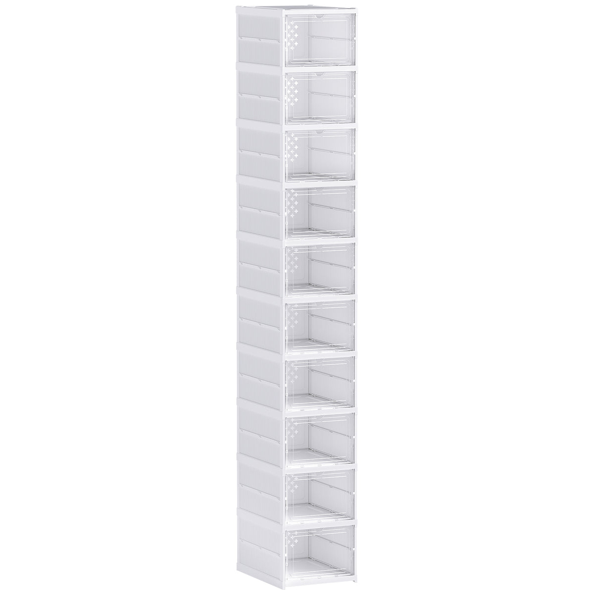 10-laags schoenenrek, schoenenkast, opvouwbaar, geventileerde achterkant, kunststof, wit