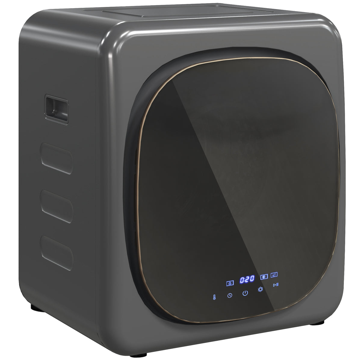 Afvoerdroger 2,5 kg met smart-modus, 800 W compacte droger met roestvrijstalen trommel, grijs