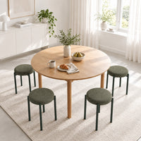 Eetkamerkrukken set van 4 stapelbare krukken met stalen poten, linnenlook voor eetkamer, woonkamer, keuken (2)