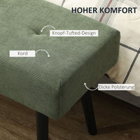 Gestoffeerde bank met ribfluwelen bekleding, bedbank met metalen poten, schoenenbank 100 x 36 x 45 cm groen (4)