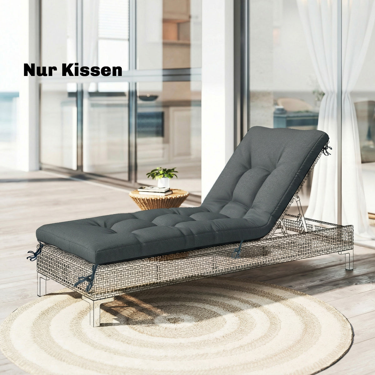Palletkussen afneembaar zitkussen met bevestigingsbanden palletkussen voor de meeste ligbedden 198x65x13cm (2)