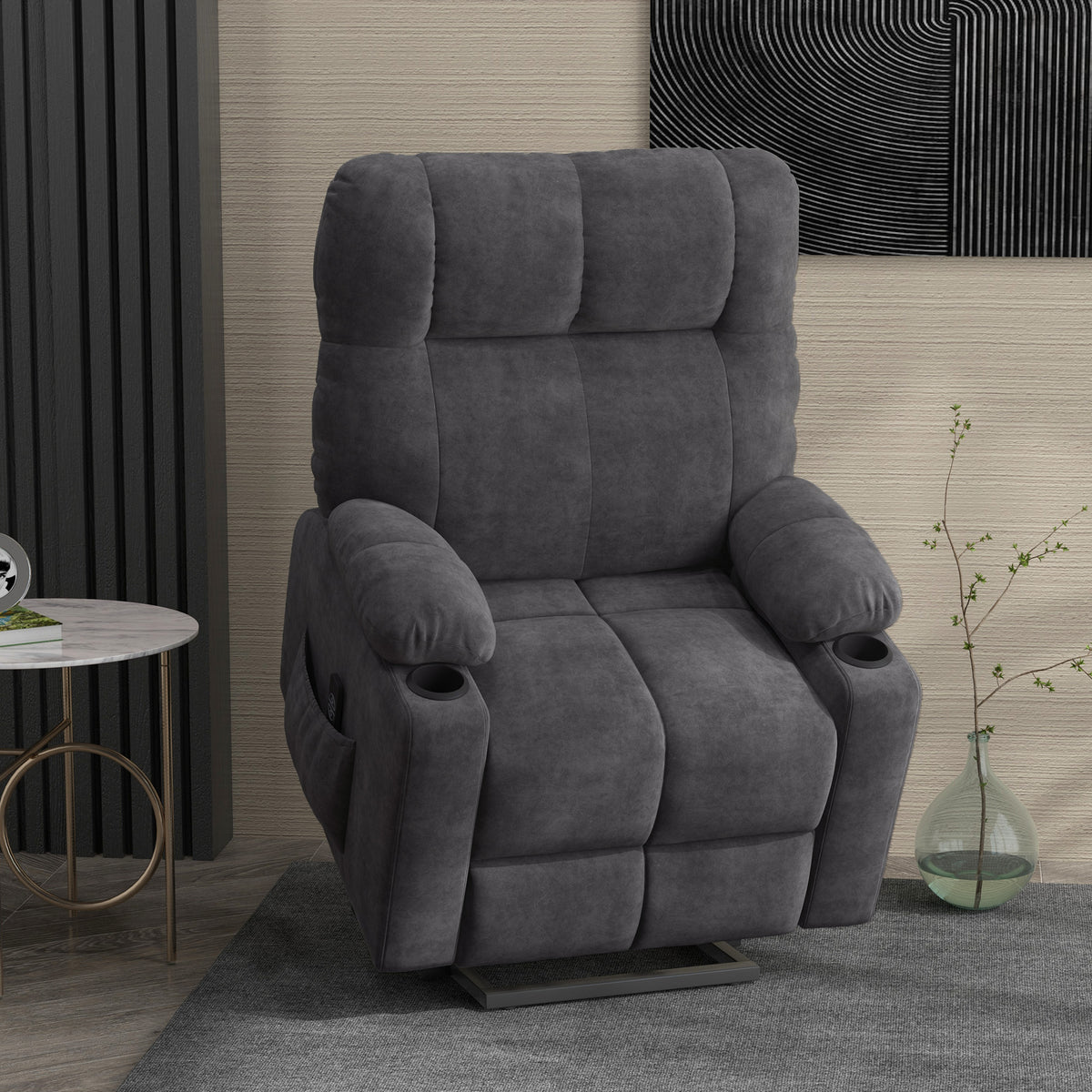 Sta-opstoel seniorenfauteuil, ligfunctie, incl. afstandsbediening, 144 cm x 91 cm x 88 cm, donkergrijs (2)