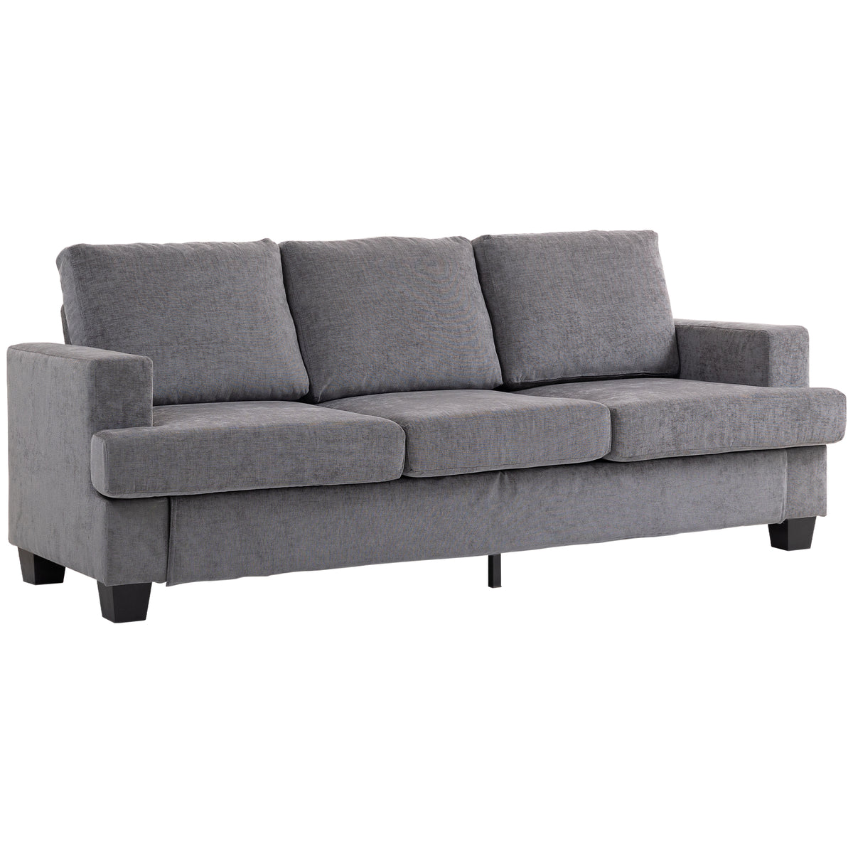 3-zitsbank, woonkamerbank voor 3 personen, stoffen bekleding, stalen frame, gestoffeerde bank, grijs