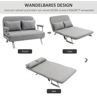 Slaapbank, tweezitsbank, logeerbed, inclusief 2 kussens, grijs (4)
