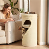 Krabton 75 cm hoog Ø 35 cm 4-traps kattenton met 3 holen, afneembaar wasbaar pluche bed sisal-kraboppervlak (8)