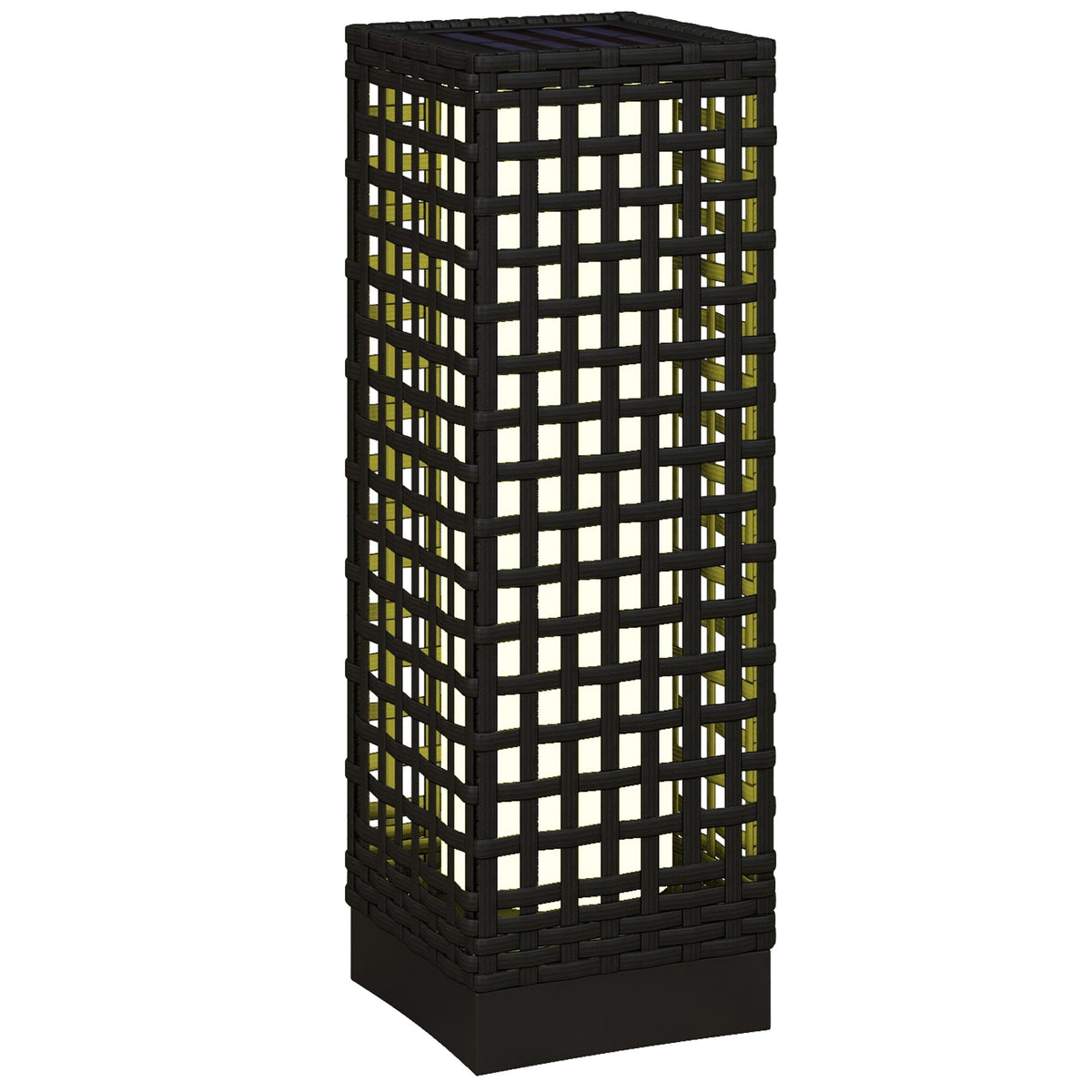 Buitenlamp met zonnepaneel, automatische inschakeling, 8 uur brandtijd, rotanlook, staal, 15,5 x 15,5 x 46 cm