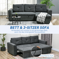 3-zitsbank met slaapfunctie, slaapbank met chaise longue, gestoffeerde bank, donkergrijs (4)