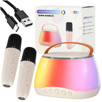IKONKA Karaoke-Set Bluetooth-Lautsprecher LED RGB 2 Mikrofone USB