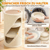 Krabton 75 cm hoog Ø 35 cm 4-traps kattenton met 3 holen, afneembaar wasbaar pluche bed sisal-kraboppervlak (7)