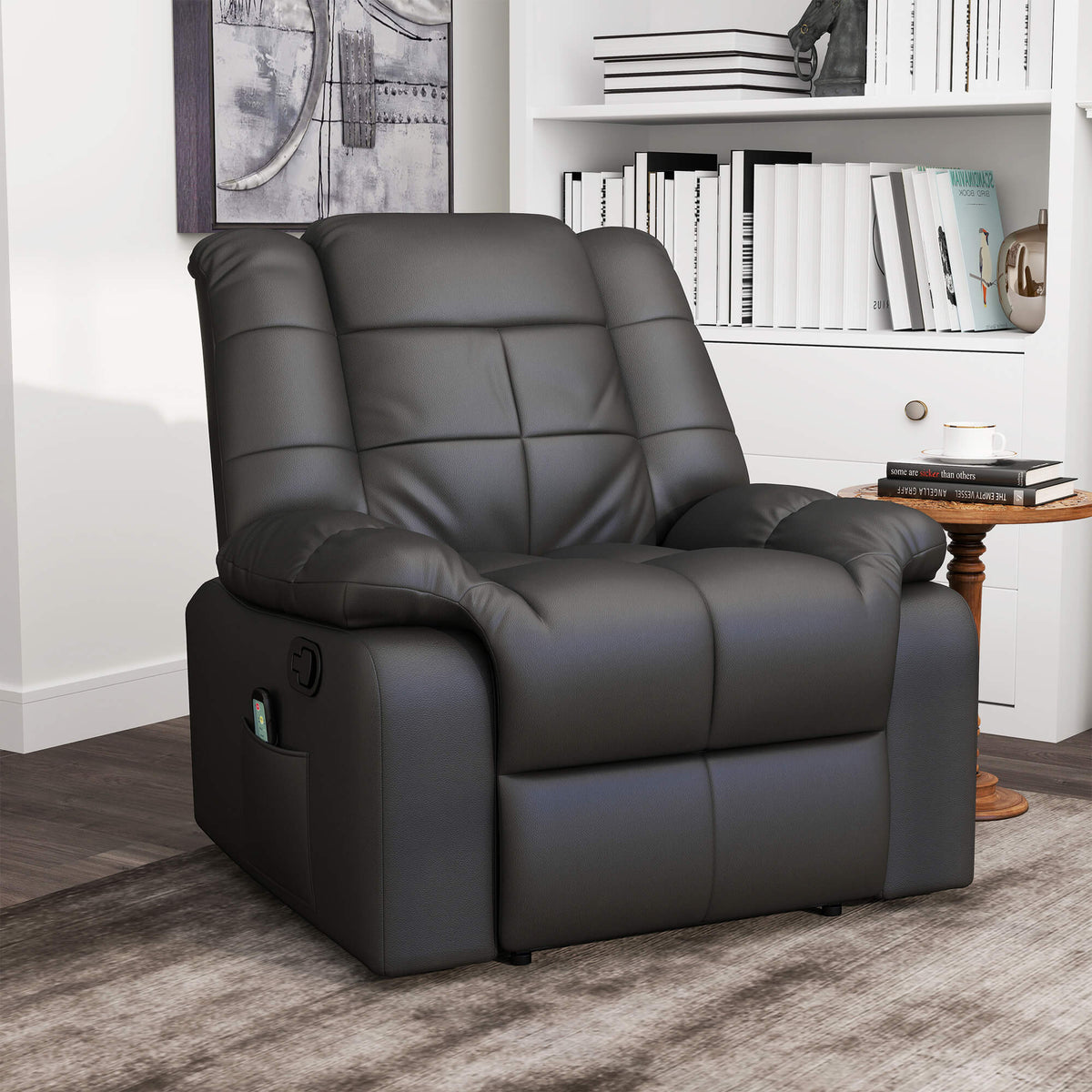 Massagestoel, relaxfauteuil, 8 vibratiepunten, ligfunctie, kunstleer, zwart, 94x99x99cm (2)