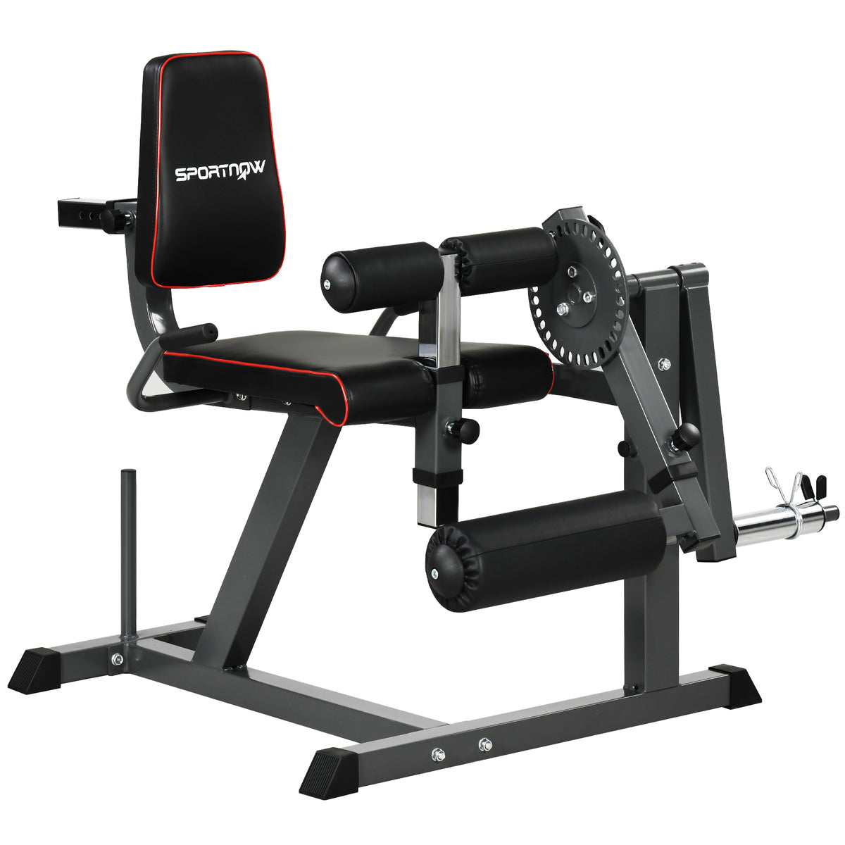 Leg extension, 32 posities, verstelbare rugleuning en dijbeensteun, staal, grijs/zwart