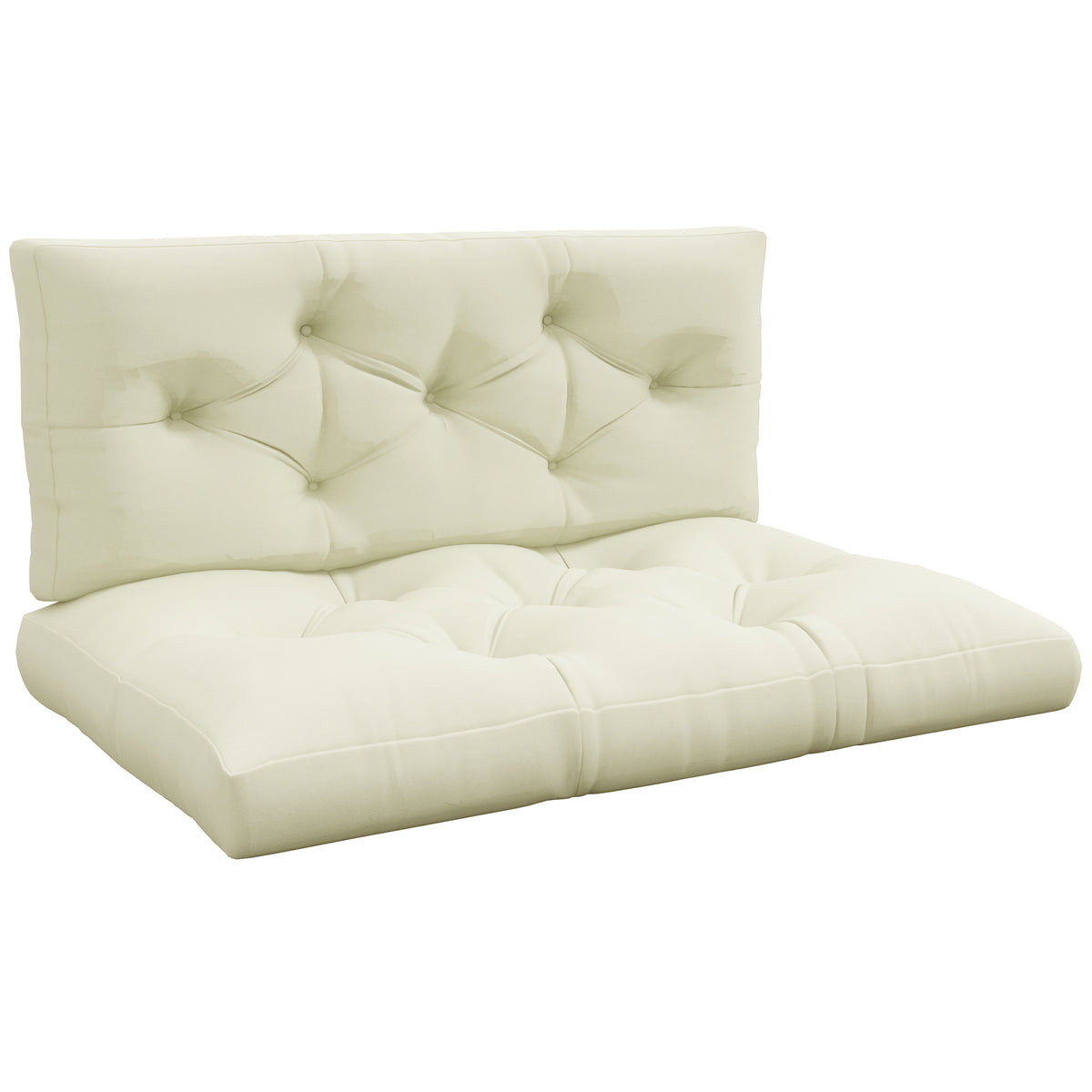 Zitkussen, met knoopstoffering, 120 x 80 x 12 cm, crème-wit