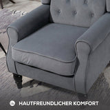 Oorfauteuil relaxfauteuil fauteuil, vintage design, knoopstiksel, gedraaide poten, 74 cm x 86 cm x 102 cm, grijs (6)