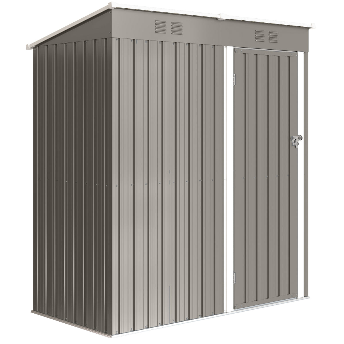 Metalen tuinhuis 1,37 m², afsluitbare gereedschapsschuur met ventilatie, lessenaarsdak en handschoenen, 163 x 90