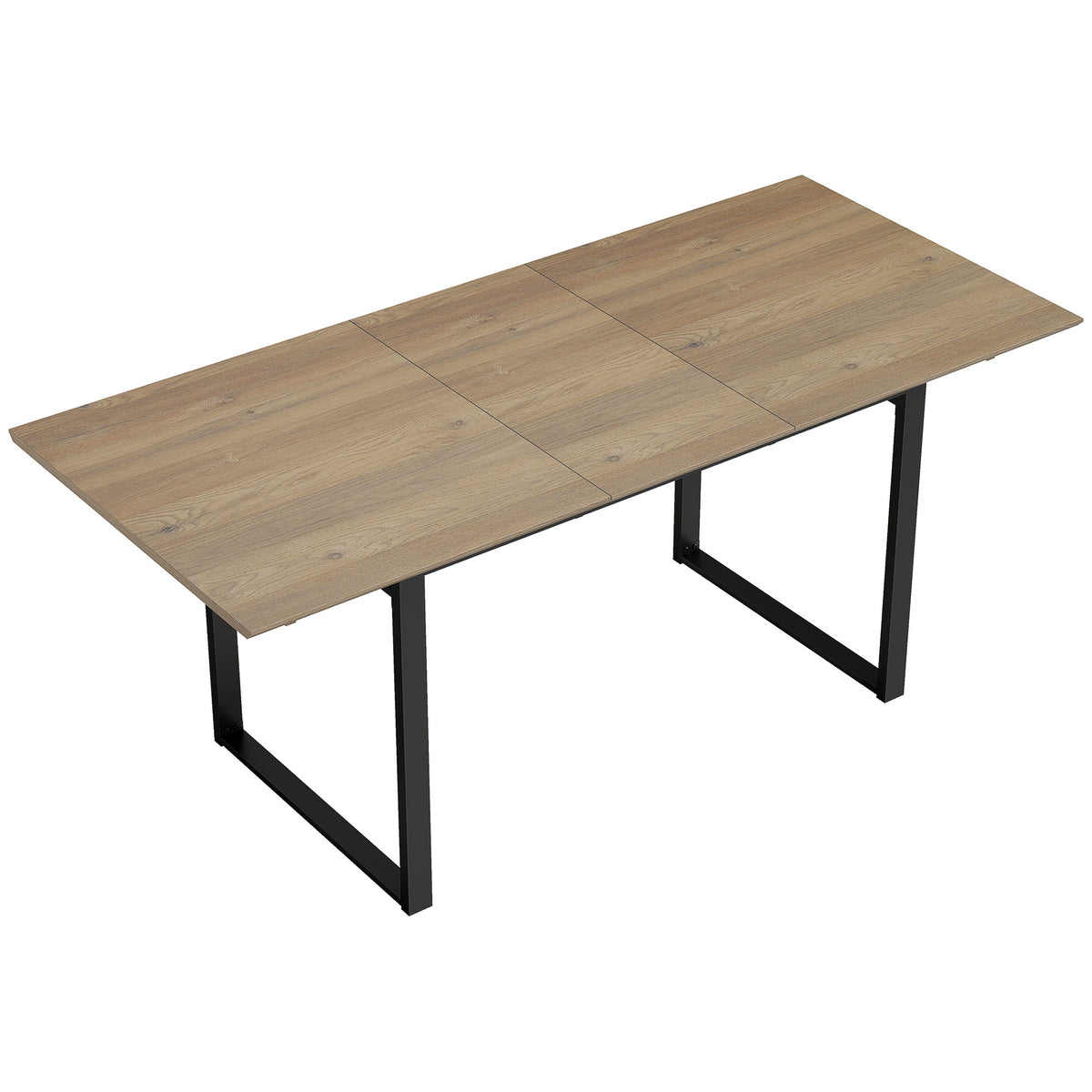 Uitschuifbare eettafel voor 6-8 personen, 140-180 cm, rechthoekige keukentafel met stalen onderstel, naturel