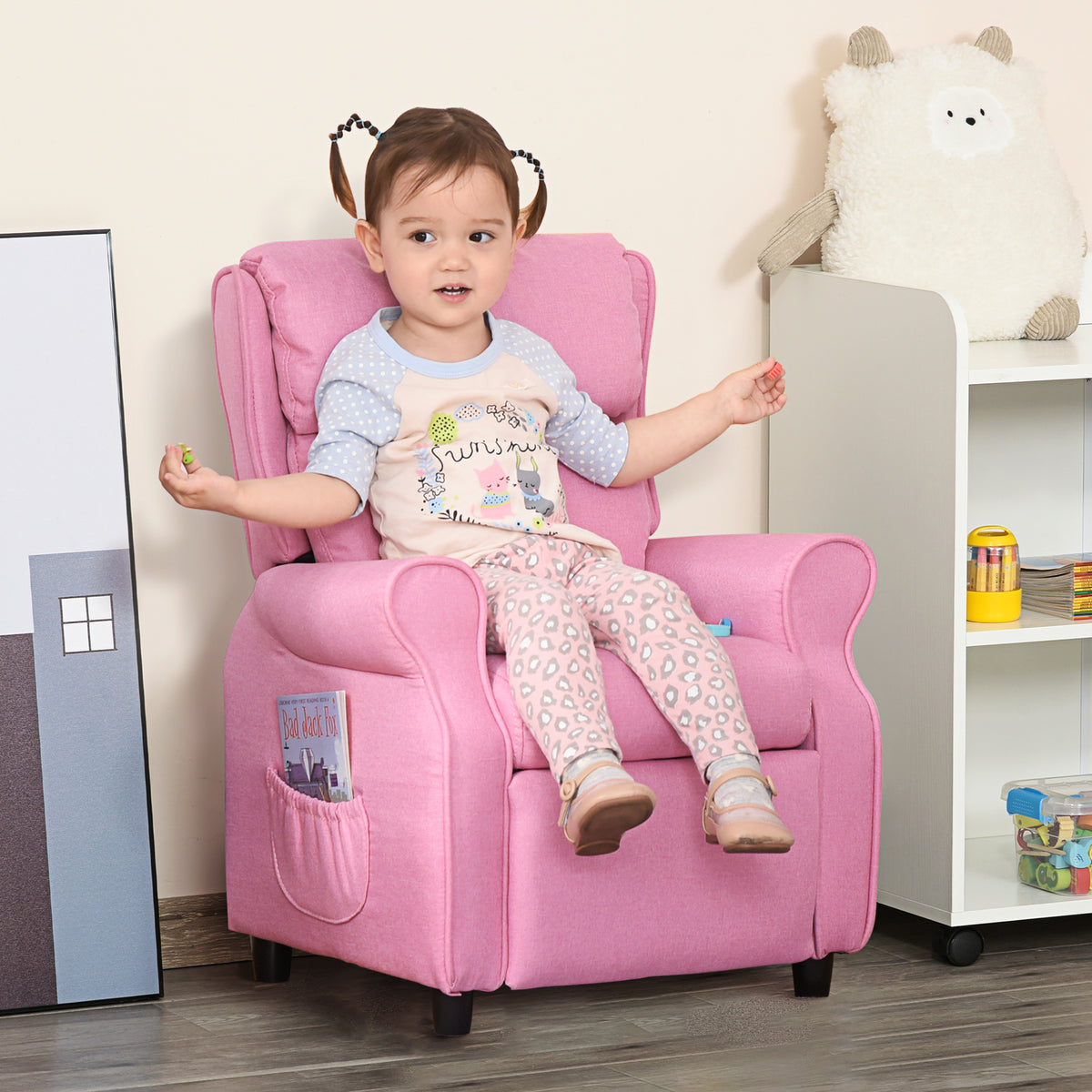 Kinderbank kinderfauteuil met voetensteun armleuning verstelbare rugleuning relaxfauteuil kinderbankje stoel (2)