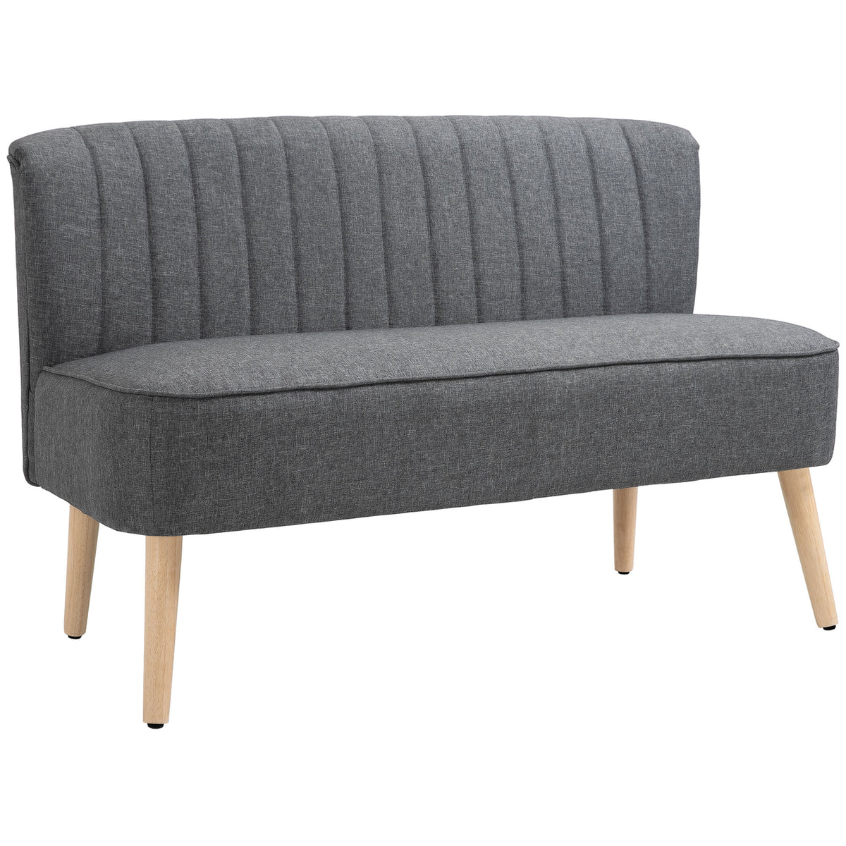 2-zitsbank, gestoffeerde bank in linnenlook, houten frame, voor woonkamer slaapkamer, 117 cm, grijs