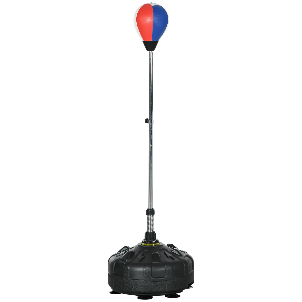 Punchingball, in hoogte verstelbaar 147-165 cm, vulbare voet, staal, zwart+rood+wit