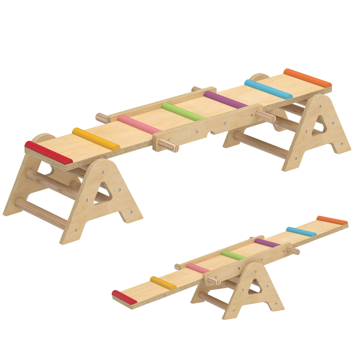 2-in-1 balanswip voor kinderen, evenwichtsbalk van hout, wip-wap schommel voor in de tuin, balance board 133 x
