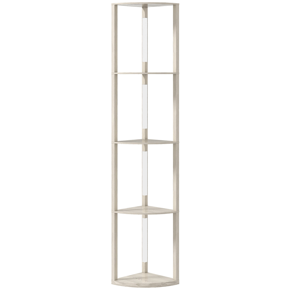 LED-vloerlamp, hoekplank, dimbaar, 4 legplanken, warmwit licht, 41x30x164 cm, eiken