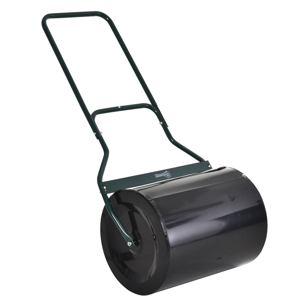 Gazonwals met U-handgreep, tuinwals, tuinroller, 40 cm diameter, 60 l water-/zandvulling, metaal, zwart 57 x 40
