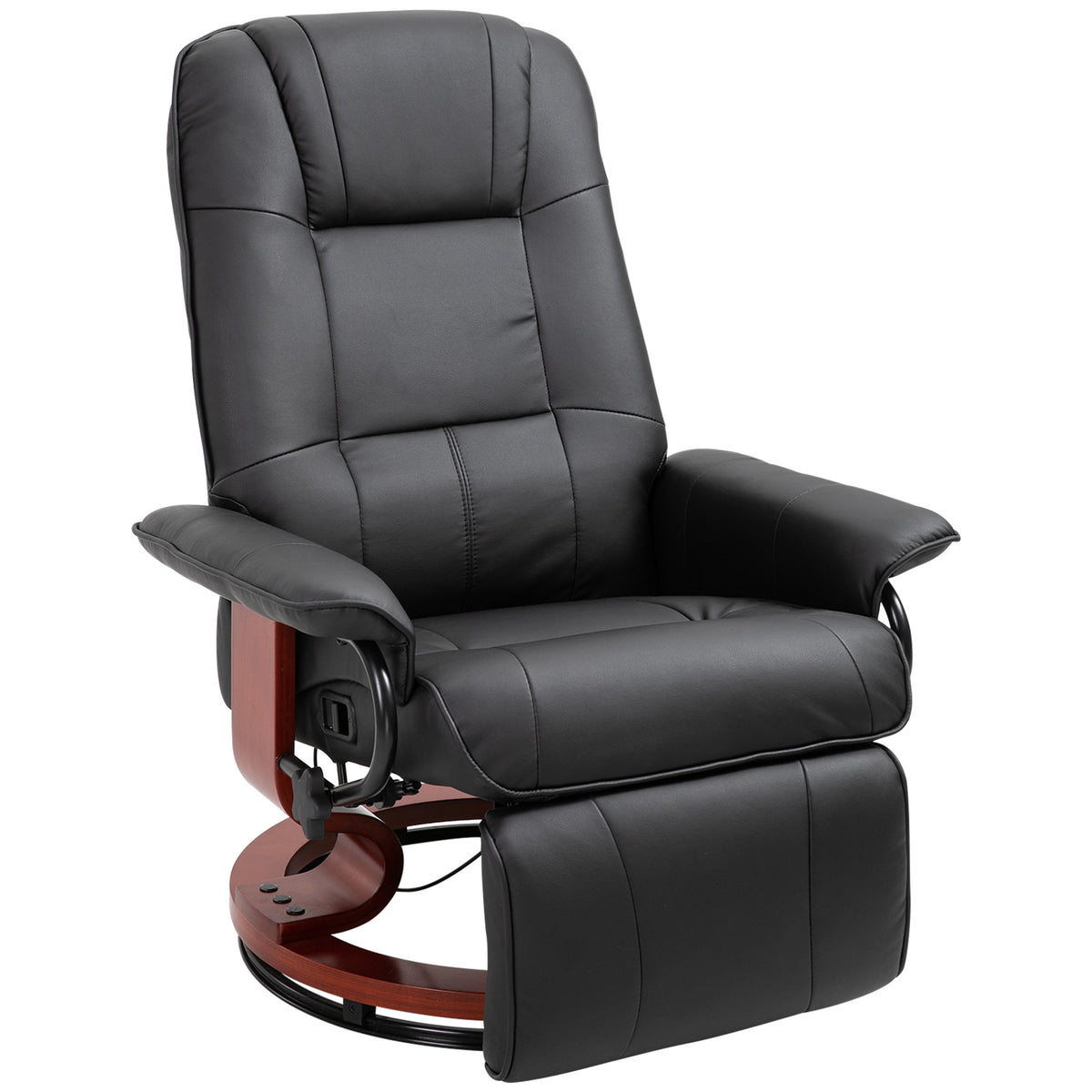 Relaxfauteuil televisiefauteuil ligfauteuil kunstleer 360° draaistoel 145° kantelbaar zwart 78 x 87 x 100 cm