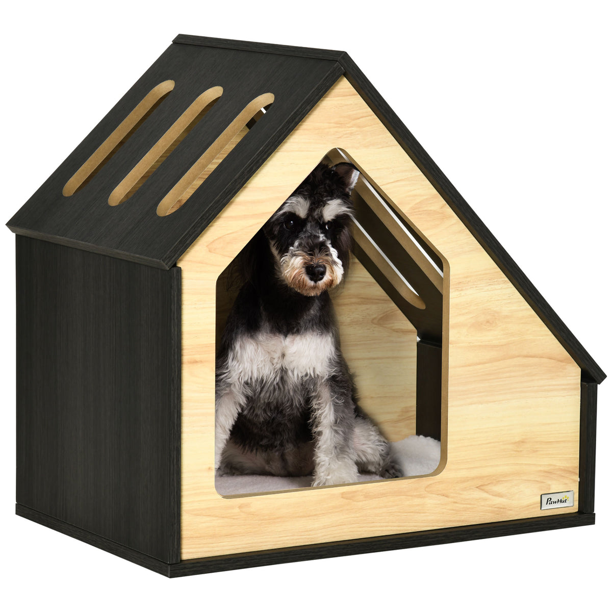 Hondenhok voor binnen, hondengrot met kussen, hondenmand, hondenhok met schuin dak, kattenhuis voor kleine
