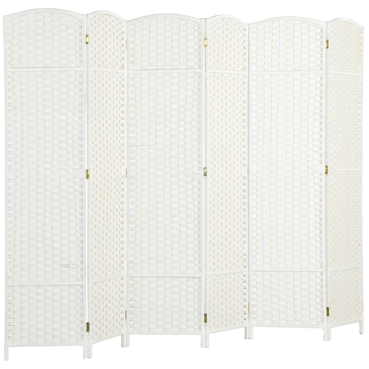 6-delige roomdivider, opvouwbaar privacyscherm, scheidingswand voor woonkamer, slaapkamer, thuiskantoor, wit