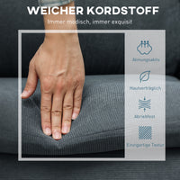 Hoekbank, 3-zitsbank met voetenbank, stoffen bekleding, L-vormige bankset, donkergrijs (6)