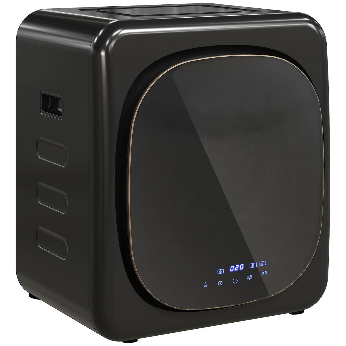 Afvoerdroger 2,5 kg met smart-modus, 800 W compacte droger met roestvrijstalen trommel, zilver