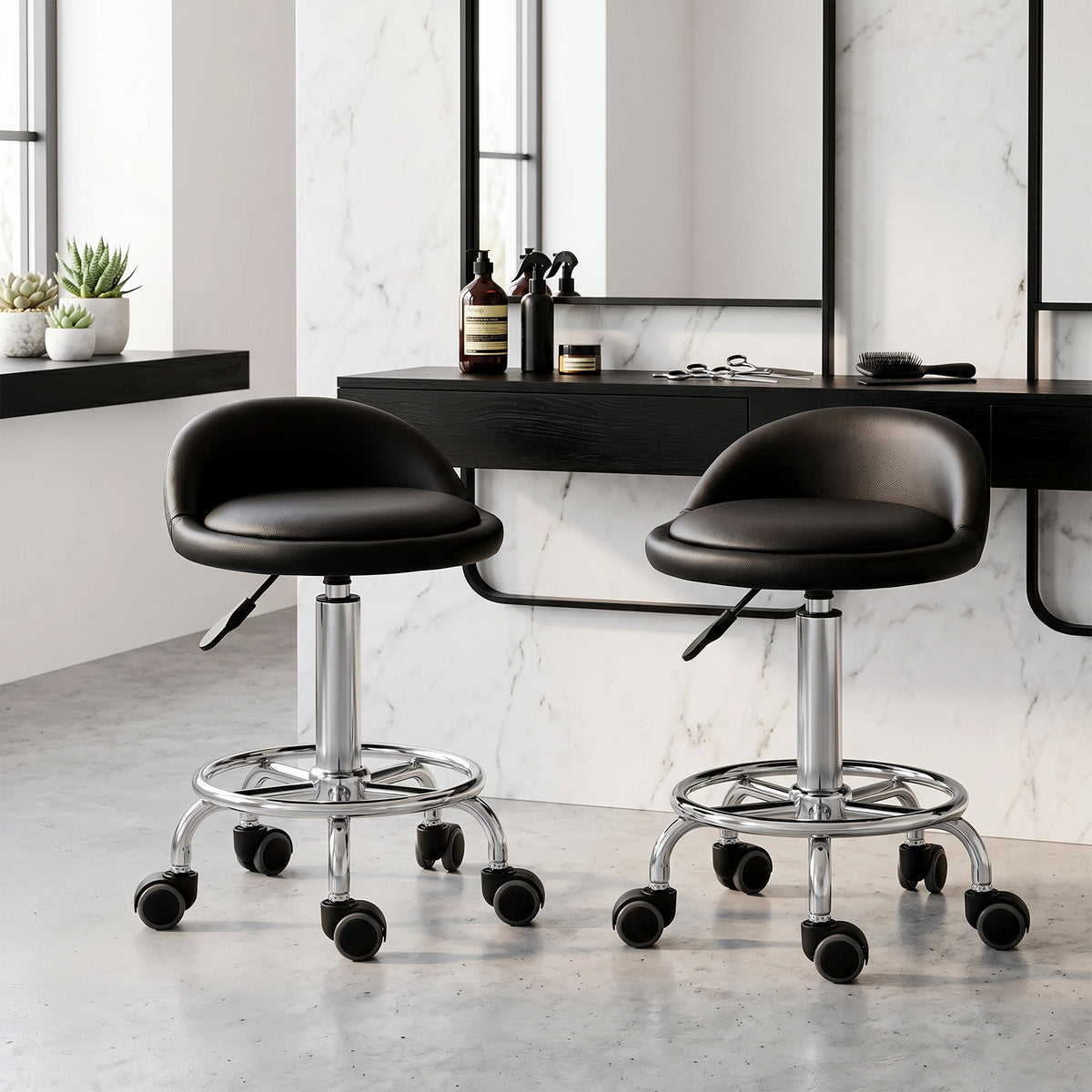 Zadelkruk met rugleuning 57-72 cm in hoogte verstelbaar draaikruk voor kantoor salon massage (2)