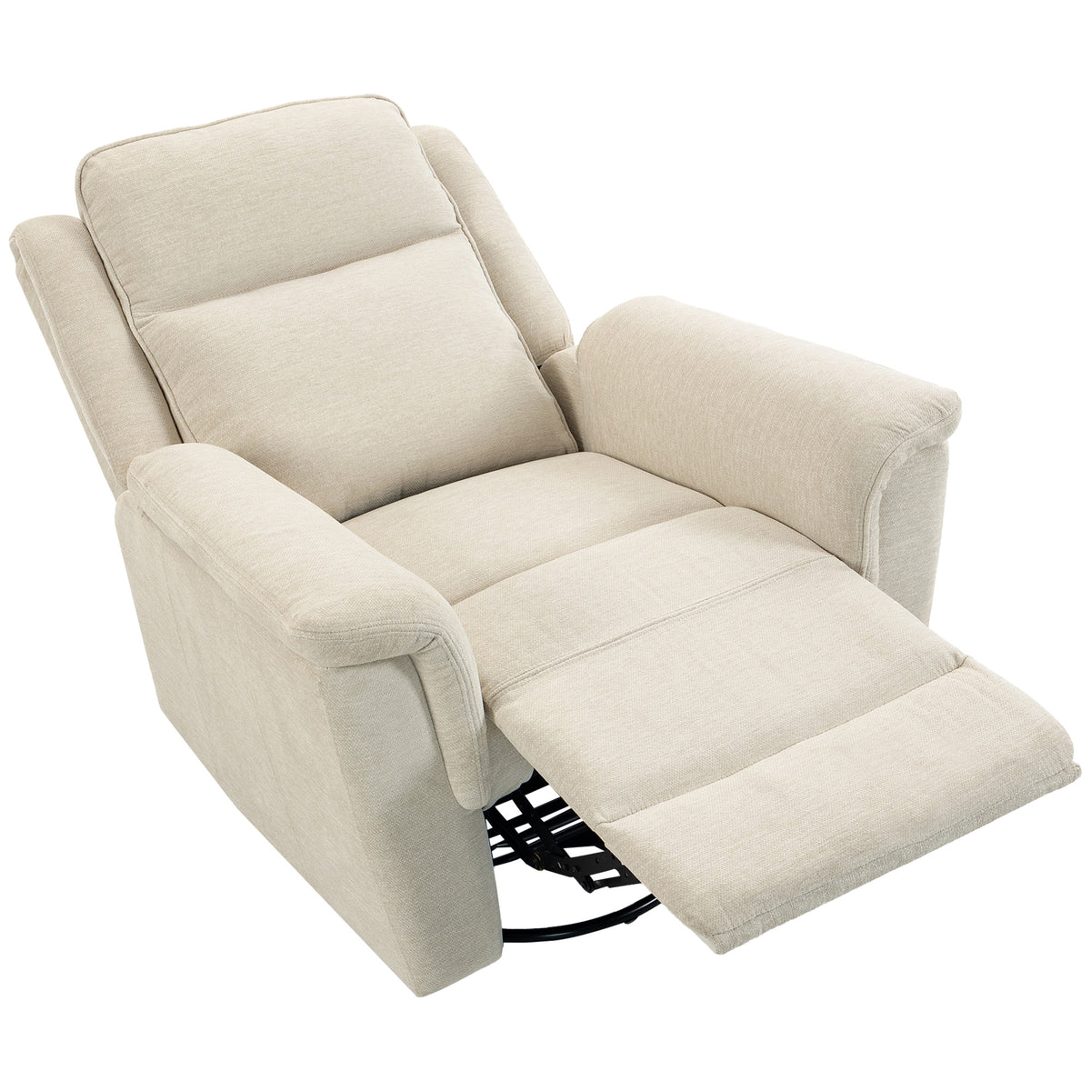 Relaxfauteuil met ligfunctie en schommelfunctie, televisiefauteuil met voetensteun in crèmewit