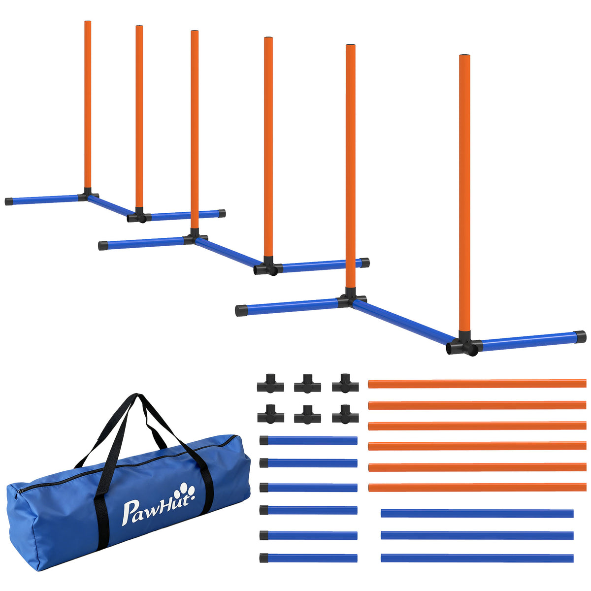 Agility-set voor honden 3-delige agility-uitrusting met slalomstangen draagtas trainingsset voor alle