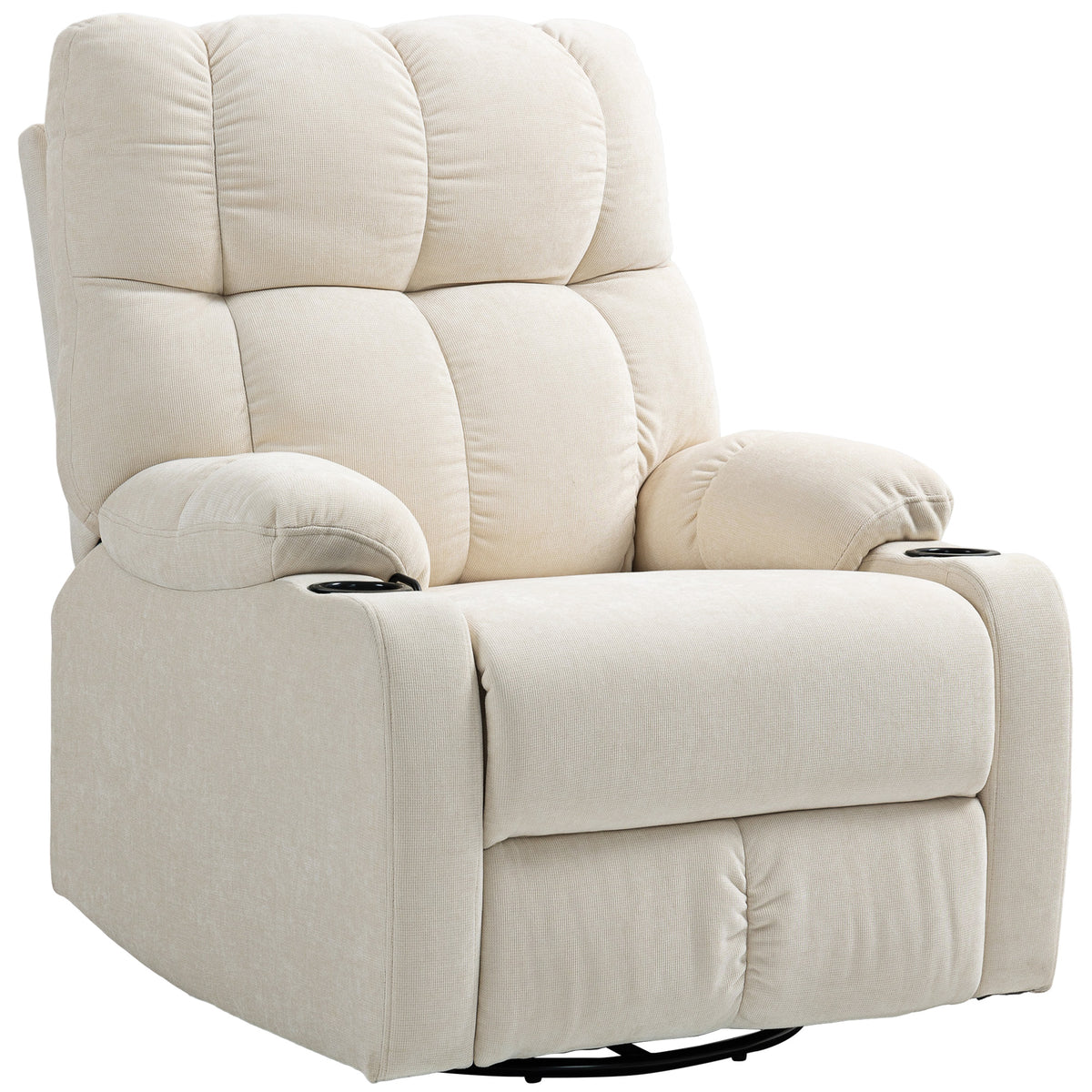 Relaxfauteuil met voetensteun, ligfauteuil, draaibaar, tot 150 kg, stalen frame, 88x96x108 cm, beige
