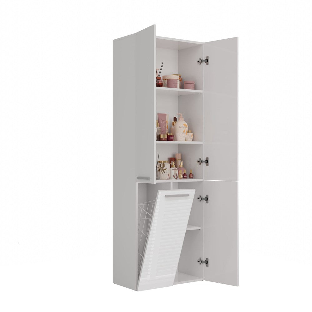 Badezimmer-Hochschrank Nel 1K/DD WEISS HOCHGLANZ – Produktabbildung 2