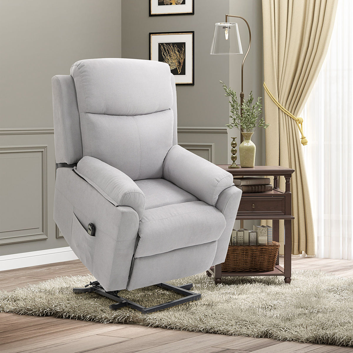 Elektrische sta-op stoel fauteuil met sta-op hulp voor senioren relaxfauteuil tv-stoel met slaapfunctie en (2)