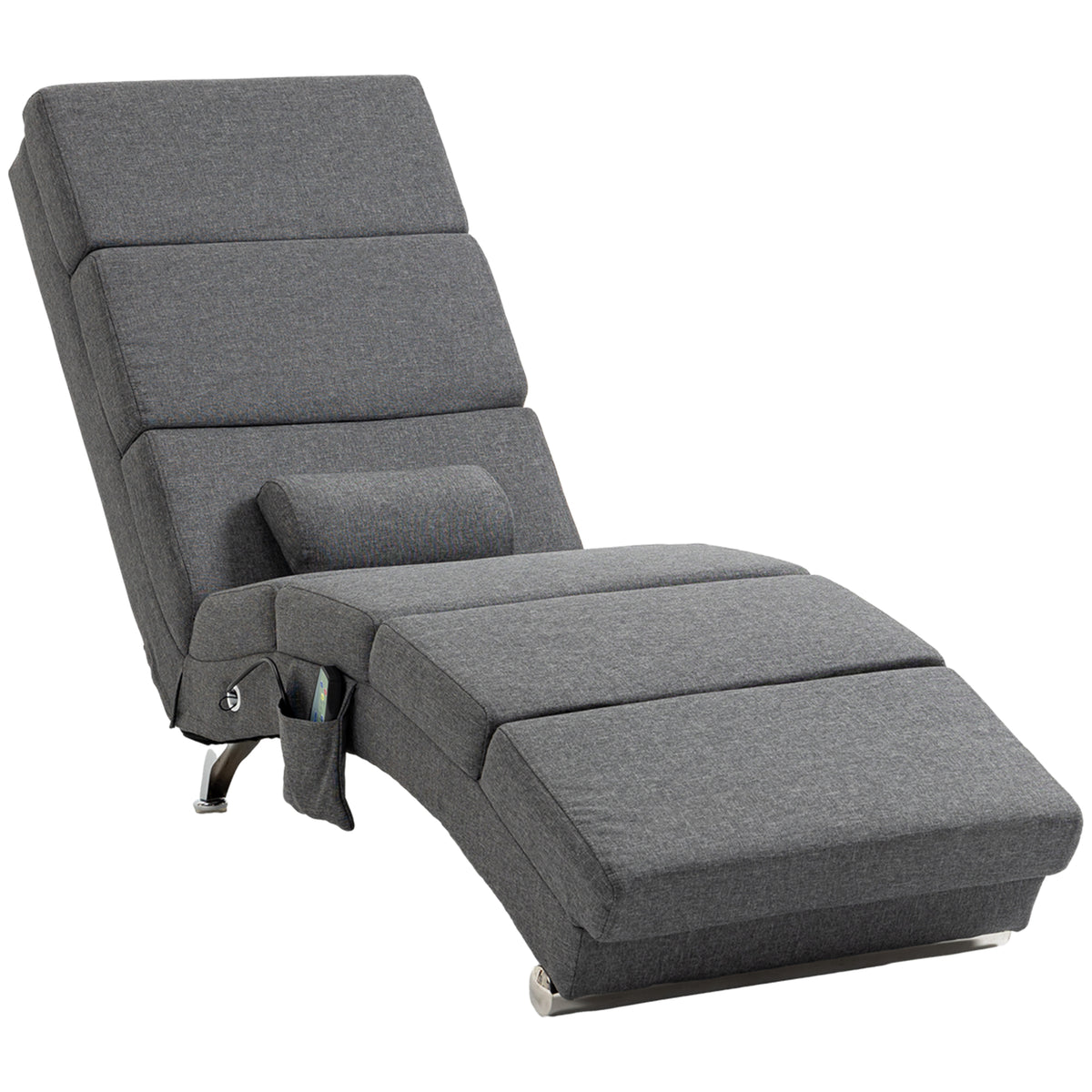 Massagestoel relaxfauteuil ligstoel 8 vibratiepunten, 5 modi, 8 vibratiepunten, 56 x 168 x 84 cm, grijs