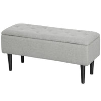 Opbergbank, zitbank met opbergruimte, tot 120 kg, fluweeloptiek, 95x38x45 cm, grijs (7)
