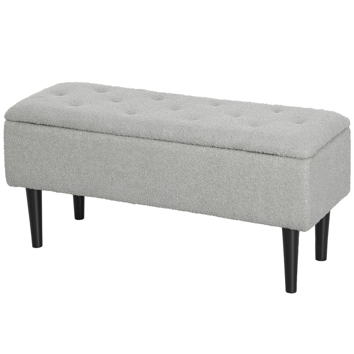 Opbergbank, zitbank met opbergruimte, tot 120 kg, fluweeloptiek, 95x38x45 cm, grijs (7)