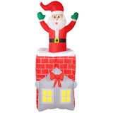 Opblaasbare kerstdecoratie, kerstman in schoorsteen, leds, ventilator