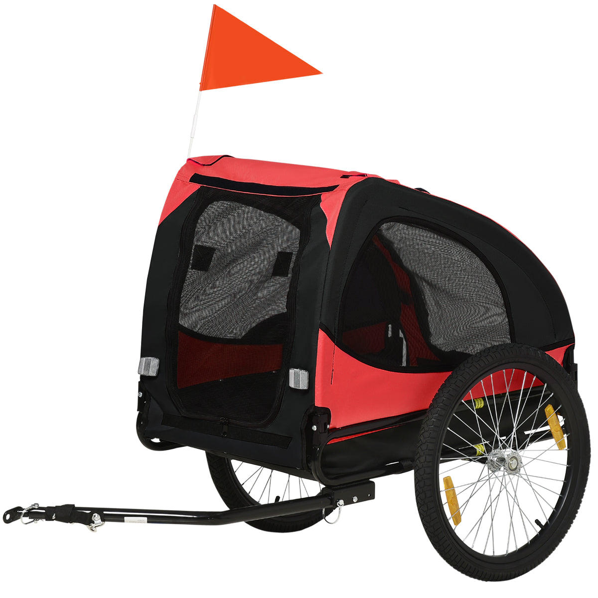 Hondenkar, inklapbare fietsaanhanger voor honden, waterbestendig, Oxford-stof, metaal, 140 x 71 x 83 cm, rood