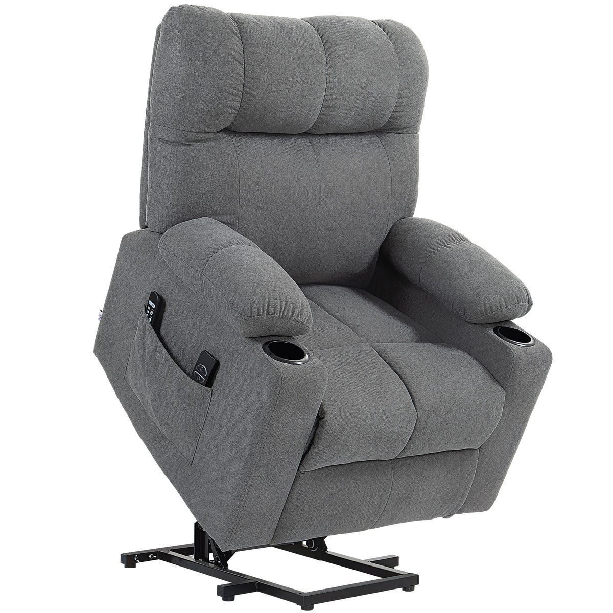 Sta-op stoel seniorenfauteuil, ligfunctie, incl. afstandsbediening, 144 cm x 91 cm x 88 cm, grijs