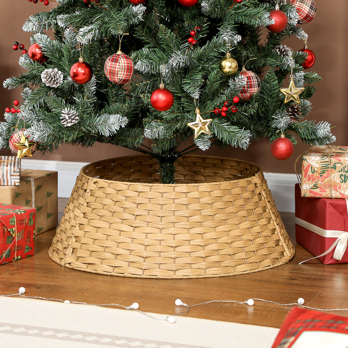 Kerstboomrok, Ø 68 cm kerstboomkraag van kunststof, voor de kerstboomstandaard, kerstboomstandaardafdekking voor (2)