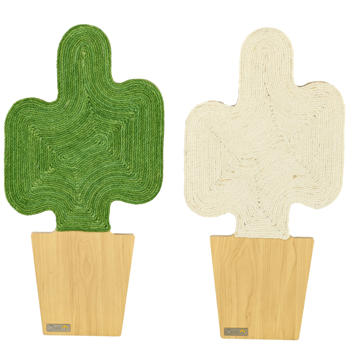 Set van 2 krabpalen, cactusdesign voor wandmontage, 30 cm x 60 cm, eiken+wit+groen