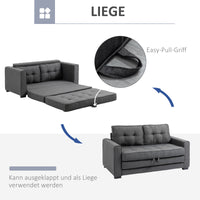 Slaapbank uitklapbare bank 2-zits stoffen bank bedbank bank met slaapfunctie bankstel linnen-touch rubberhout (5)