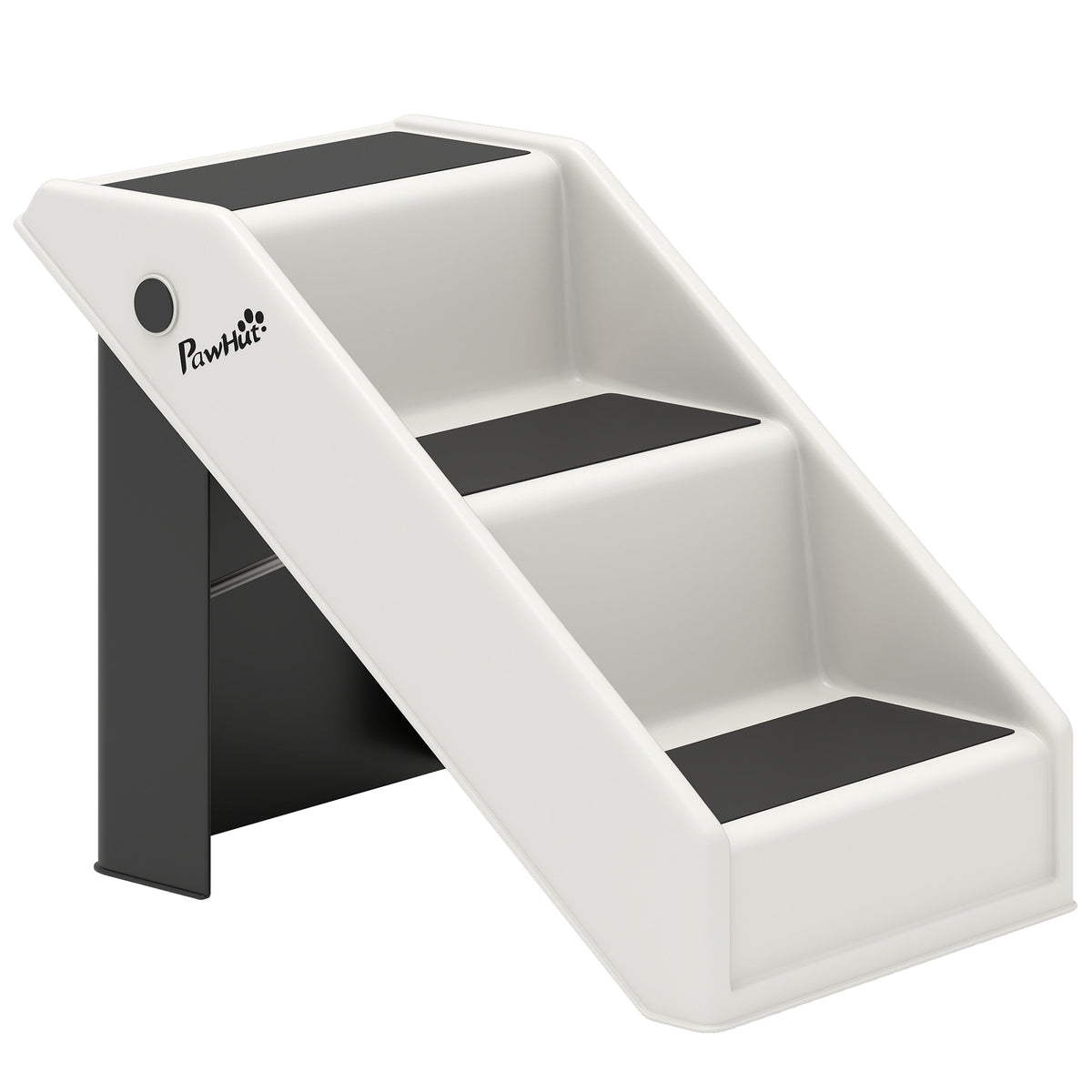 Hondentrap 3 treden 36,5 cm hoog huisdiertrap voor kleine honden inklapbaar voor bed, bank, sofa auto crèmewit